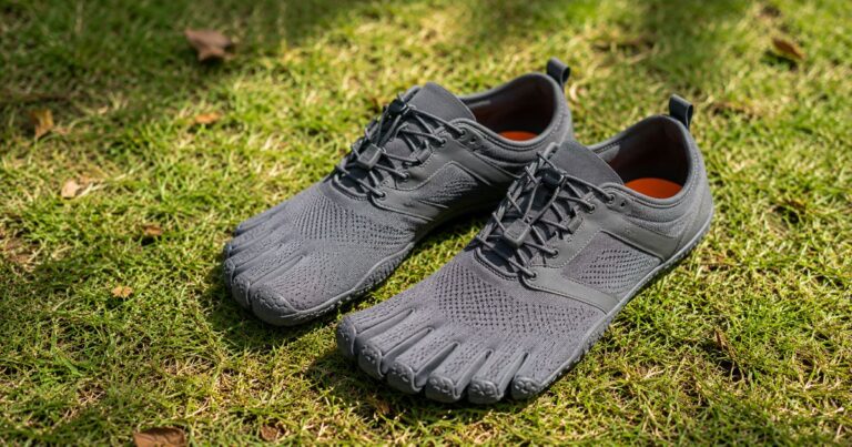 are barefoot shoes good for you, a pair of minimalist barefoot shoes on grass