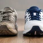 how often to replace your shoes, a worn old sneaker beside a new one