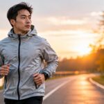 wearing a jacket while jogging, a runner in a lightweight jacket on a cool morning
