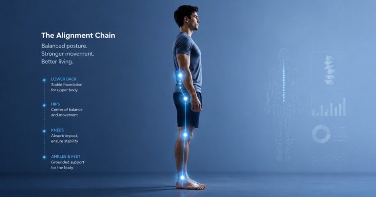 wrong shoes affecting the whole body, the alignment chain from feet to knees hips and back
