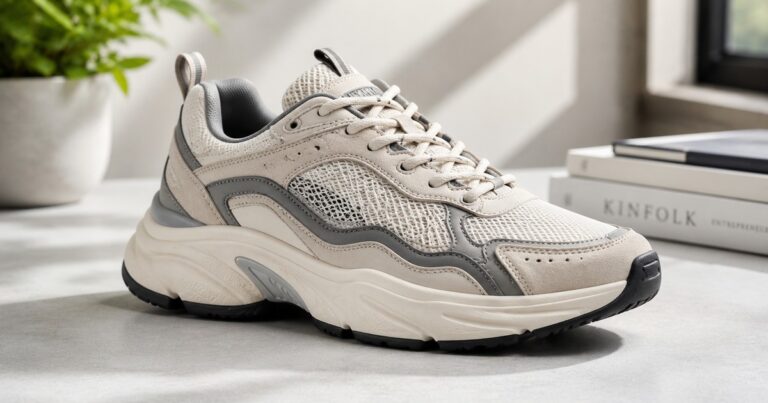 comfort sneakers, a stylish chunky cushioned dad-shoe sneaker