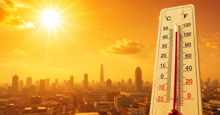 why heatwaves kill, a blazing sun over a city during an extreme heat wave